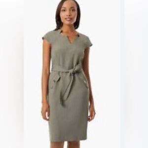 NWT Kasper Sea Stone Tie Waist Dress Sz 16